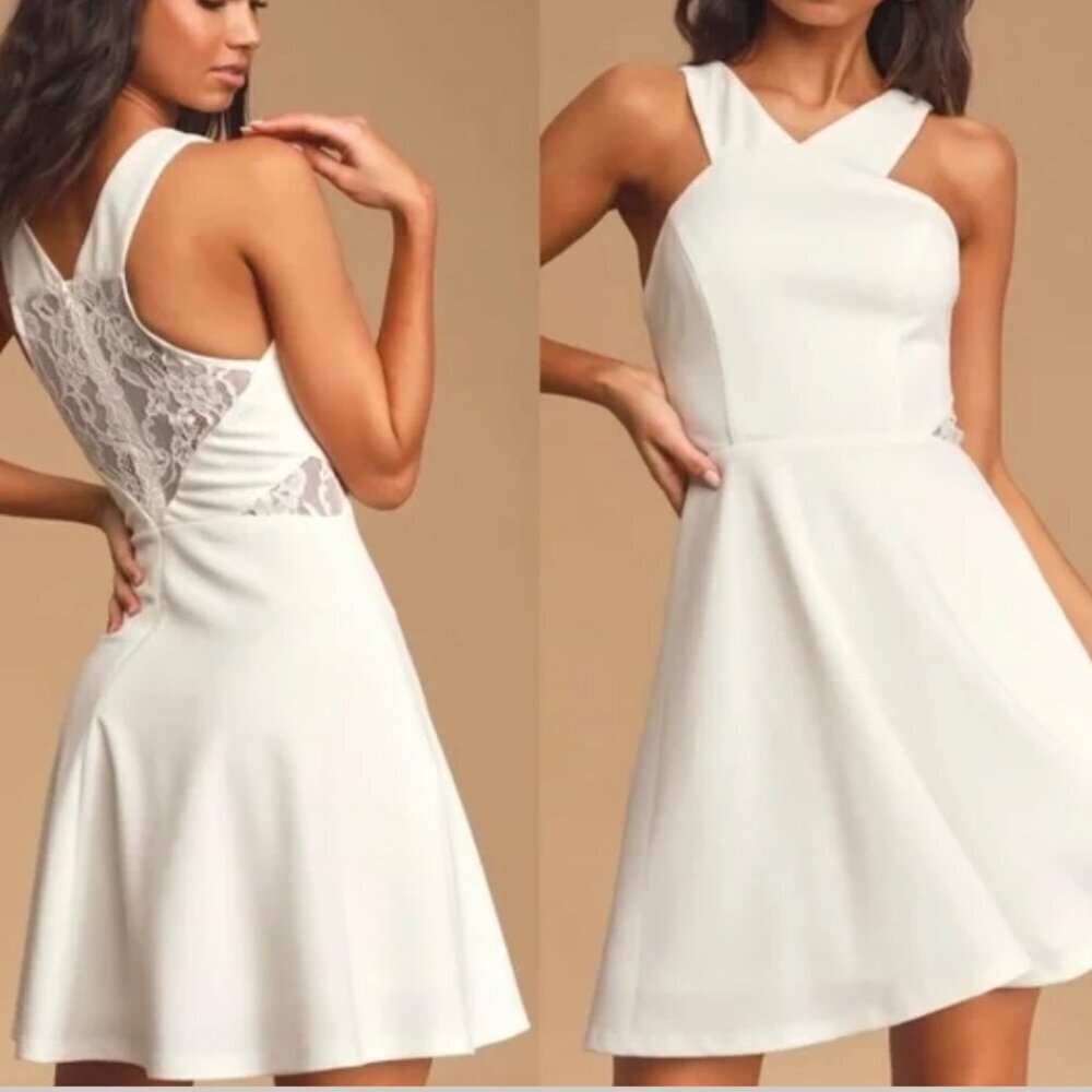 MSRP $134 NWT Lulu’s Dress in White SZ SM